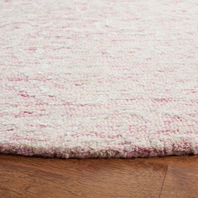 Ivory and Pink Hand-Tufted Wool Silk 3' x 5' Rug