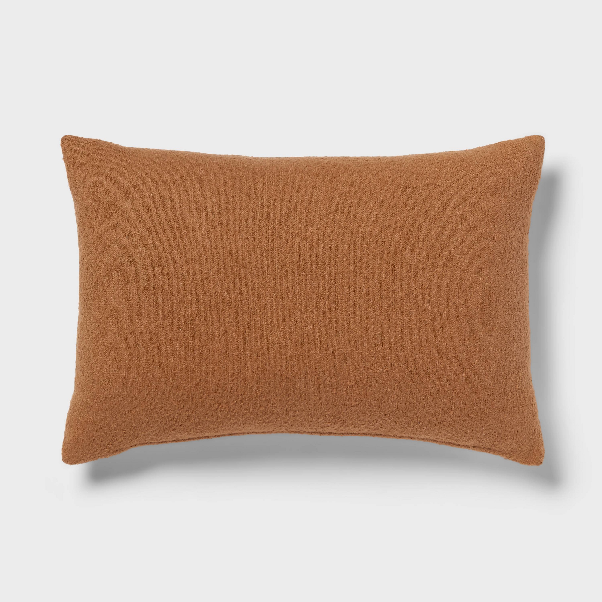 Oblong Boucle Color Blocked Decorative Throw Pillow Light Brown