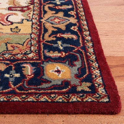 Elegant Heritage Hand-Tufted Wool Runner Rug in Rich Red