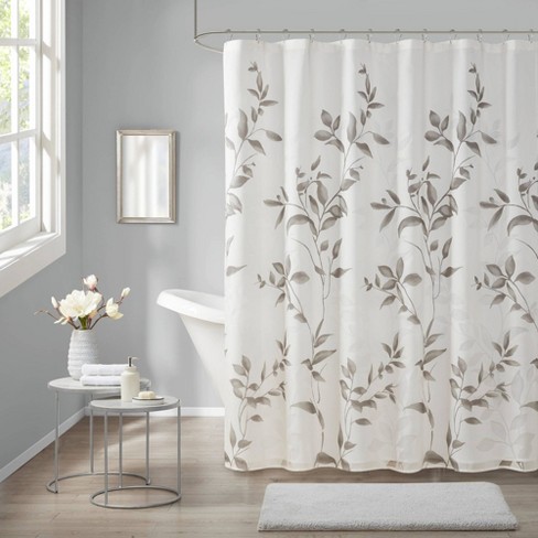 Arielle Printed Metallic Shower Curtain Gray : Target