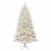 Perfect Holiday 5' Pre-lit White Snow Flocked Castle Pine Christmas Tree with Metal Stand and Instant Connect - 2 of 4
