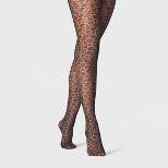 Women's Leopard Sheer Tights - A New Day™ Black 