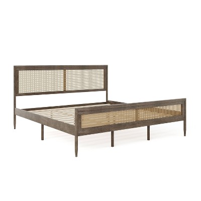 Martha Stewart King Jax Solid Wood Platform Bed Brown Gray