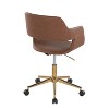 TiramisuBest Contemporary Brown Faux Leather Task Chair with Adjustable Height, Swivel, Cushioned Seat, Backrest, Gold 5 - Star Base & Casters - 3 of 4