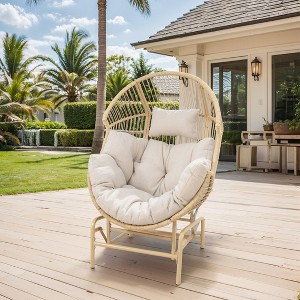 POCASSY Egg Chair Outdoor Glider Chair, All Weather Wicker Rattan Hammock Egg Chair with Head Pillow - 1 of 4