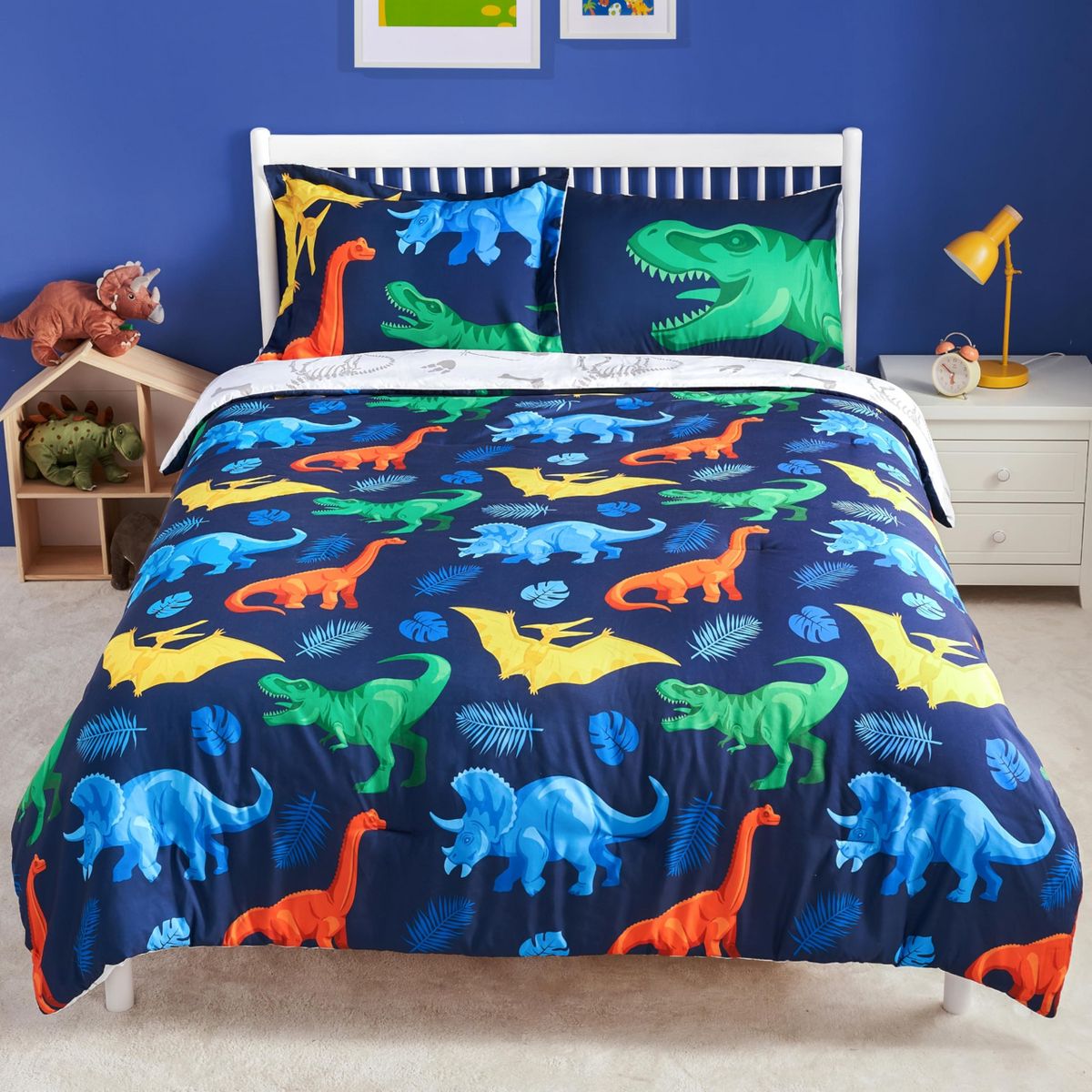 Joyfy Kid Twin Comforter Set 5 Piece Bedding Set for Boys Girls Super Soft Microfiber Bed in a Bag with Comforter Sheets Pillowcase Sham