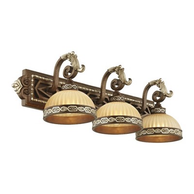 Palacial Bronze 3-Light Vanity Sconce with Gold Dusted Art Glass