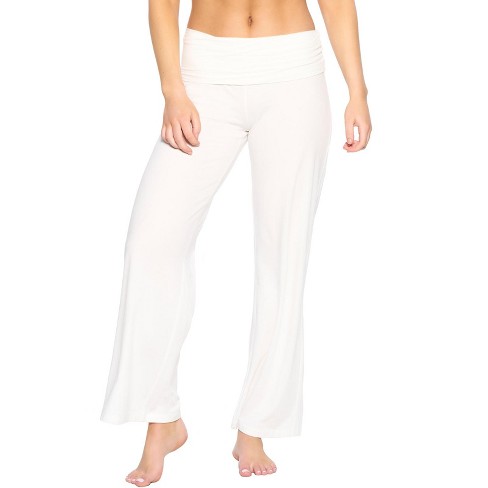 Felina Women's Organic Cotton Stretch Wide Leg Roll Over Pant (cloud,  X-large) : Target