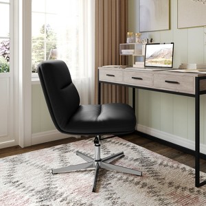 Merrick Lane Mid-Back Height-Adjustable Stationary Armless Swivel Office Chair - Padded Upholstered Wide Back and Seat, Strong Frame - 1 of 4