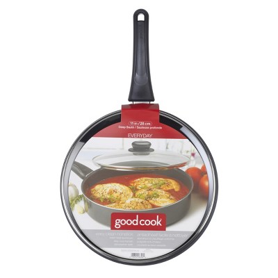 11" Black Nonstick Aluminum Deep Saute Pan with Lid