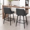 Lyngins Mid-Century Modern Counter Height Bar Stools Set of 2, Linen Counter Stools with Matte Black Metal X-Legs & Footrest for Kitchen Island/Pub - 4 of 4