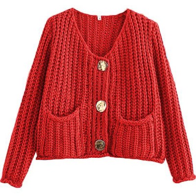 Clearlove Crochet Sweater Vest for Women Chunky Cable Knit Crop Tops  Button Down Cardigan with Pockets