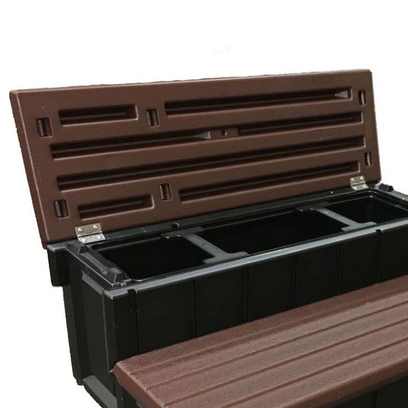 Confer Plastics Leisure Accents Durable Multi-Functional Outdoor Spa and Hot Tub Storage Step with Removable Compartment, Espresso, 5 of 8