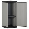 vidaXL Garden Storage Cabinet - Compact Patio Organizer, PVC and PP Material, with 1 Shelf and Security Lock, Gray and Black, 13.8"x15.7"x33.5" - 3 of 4