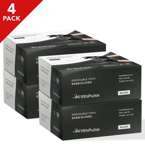 Fifthpulse Bulk Case Of Disposable Vinyl Exam Gloves, Black, Boxes Of 50,  Size Small - Powder-free, Latex-free, 3-mil Thickness - 4 Pack : Target