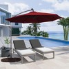 CLIHOME 11 ft. Outdoor LED Lamp Cantilever Umbrella 360-degree Rotation Patio Offset Umbrella with Base - 4 of 4