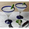 Dos Sueños Mexican Hand Blown Modern Margarita Glasses - Blue Rim - 12oz - Set of 2 - 3 of 4