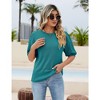 Womens Short Sleeve Lightweight Sweaters Crewneck Knit Pullover Tops with Crochet Sleeve Casual Crochet Blouse Shirt for Spring, Summer - 4 of 4