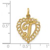 Black Bow Jewelry 14k Yellow Gold, Grace Collection, Satin Heart Initial T Pendant, 15mm - 4 of 4
