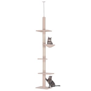 Skyzone 5-Tier Adjustable Height Cat Climbing Tower, 90.5"-102.25" Floor-to-Ceiling Vertical Cat - 1 of 4