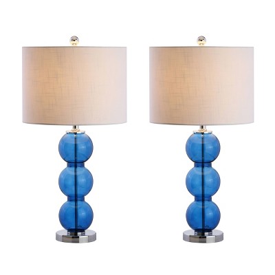 27" (Set of 2) Bella Glass Triple-Sphere Table Lamp (Includes LED Light Bulb) Cobalt - JONATHAN Y