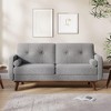 65" Mid Century Modern Loveseat Sofa, 2 Seater Linen Upholstered Couch with Button Tufted Design & Wood Legs for Living Room & Apartment - 3 of 4
