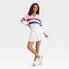 Women's Striped V-Neck Sweater - JoyLab™ White - 3 of 3