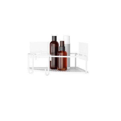 White Metal Corner Shower Caddy Set with Suction Mount