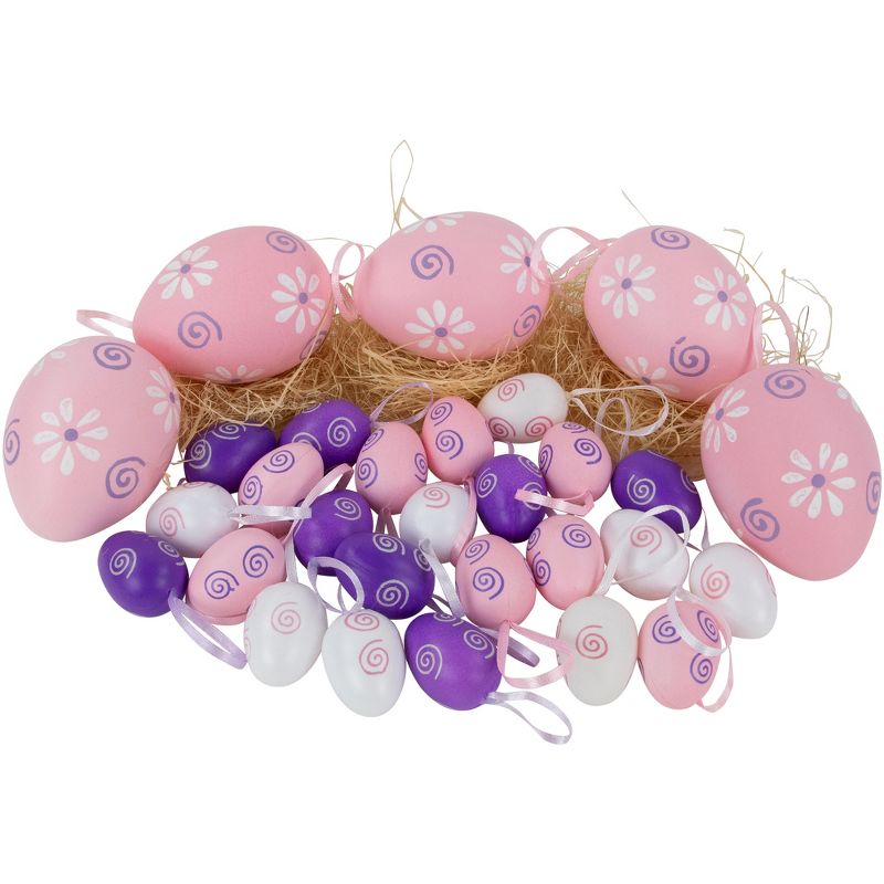 Northlight 29ct Painted Floral Spring Easter Egg Ornaments 3.25" - Pink/Purple, 3 of 9
