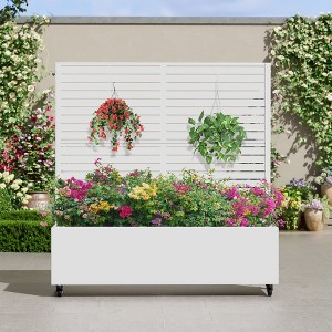 Black Wrought Iron Rectangular Planting Box with Climbing Frame (Classic Blinds) - 1 of 4