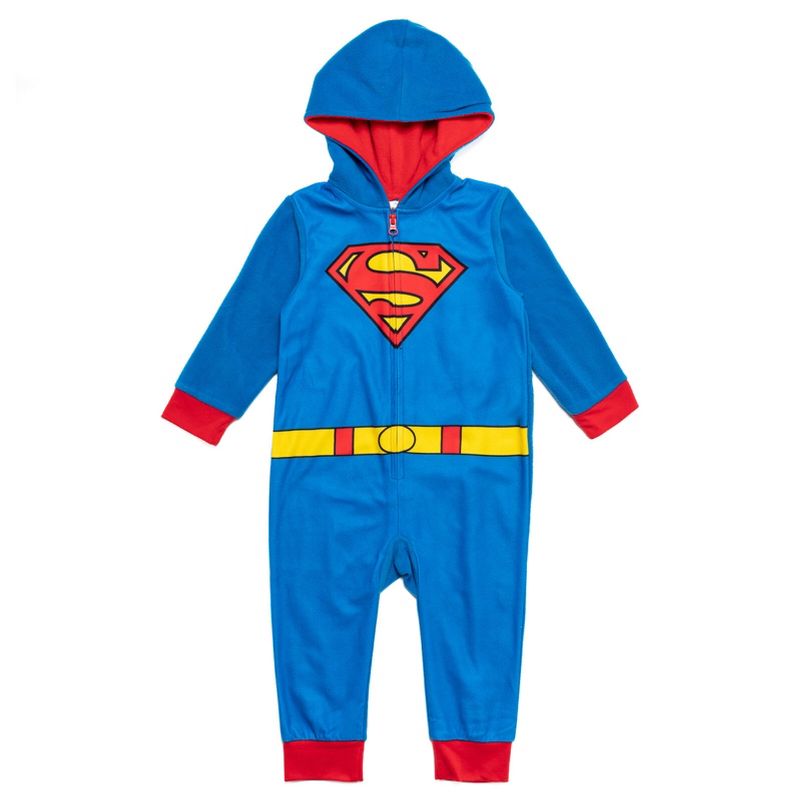DC Comics Justice League The Flash Superman Batman Zip Up Pajama Coverall Big Kid, 3 of 9