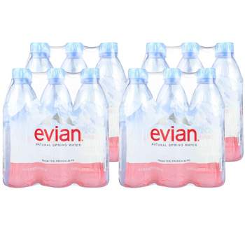 evian Natural Spring Water 12 Individual 1 Liter 33.8 Ounce Large Bottles