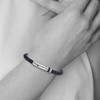 Black Bow Jewelry 5mm Stainless Steel & Blue Leather Braided Bracelet, 8.25 Inch - 3 of 4