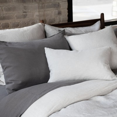 Pebble Heather French Linen Lumbar Throw Pillow
