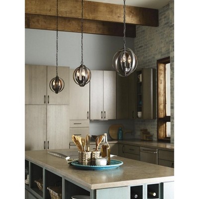 Celestial Charm Burnished Silver 3-Light Mini-Pendant with Steel Sphere Shade