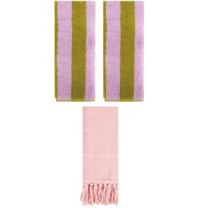 REGALWOVEN 3 Packs Striped and Solid Tassels Absorbent Soft Cotton Hand Towel for Bathroom - 1 of 4