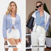 EXLURA Womens Striped Button Down Shirts Long Sleeve Stylish Collared Office Work Blouses Tops - 2 of 4