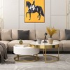 Munora Modern Round Sintered Stone Nesting Wood Coffee Table with Drawers in White - 3 of 4