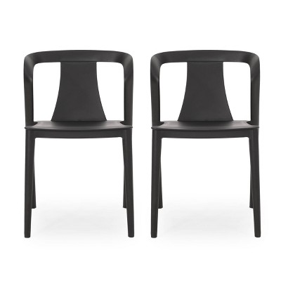 Orchid 2pk Resin Stacking Dining Chair - Black - Christopher Knight Home