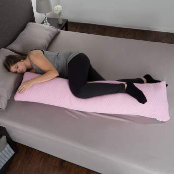 Hastings Home Memory Foam Body Pillow With Hypoallergenic Zippered Protector - Pink