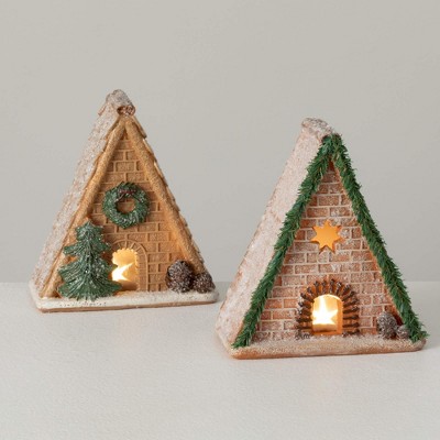 7"H & 7"H Sullivans Christmas LED Cabin House Set of 2 Multicolor Indoor Christmas Decor