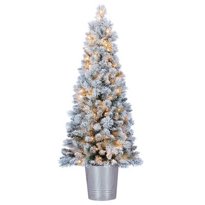 Home Heritage 4.5 Feet Entry Way PVC Pre Lit Artificial Christmas Tree w/ Stand