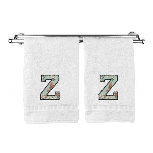BC BARE COTTON Monogrammed Hand Towels, Personalized Gift, Set of 2 - Embroidered Writing with Greenish Cyan - 1 of 1