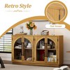 PAGED Retro Arched Glass Door Buffet Cabinet, 4-Door Sideboard Cabinet with Adjustable Shelves, Storage Cabinet for Kitchen, Dining Room, Living Room - 4 of 4