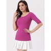 INSPIRE CHIC Women's Half Sleeves Scoop Neck Fitted Layering Soft T-Shirt - 3 of 4