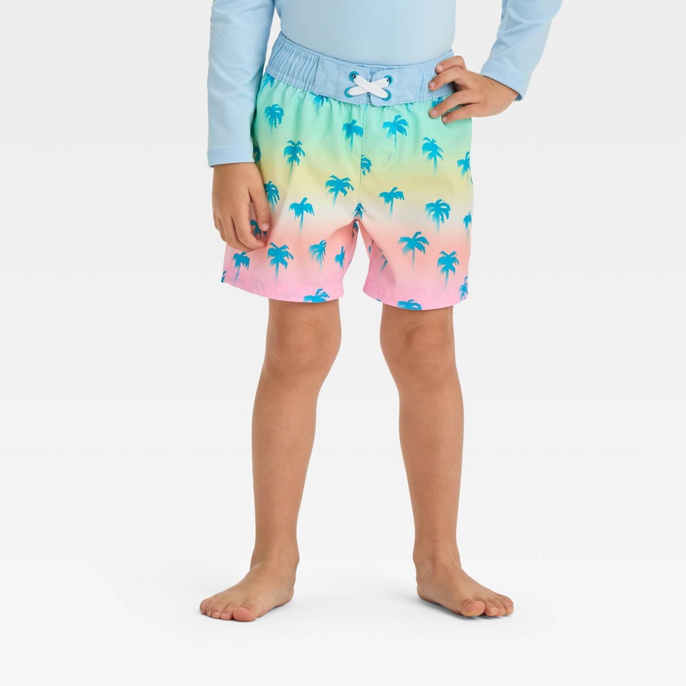 Photos - Swimwear Toddler Boys' Swim Board Shorts - Cat & Jack™ 3T: Multicolor Tree Print, U