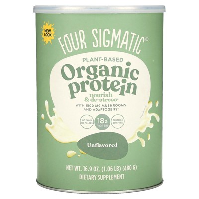 Four Sigmatic Plant-Based Organic Protein with Mushrooms & Adaptogens , Unflavored, 1.06 lb 16.9 oz (480 g)