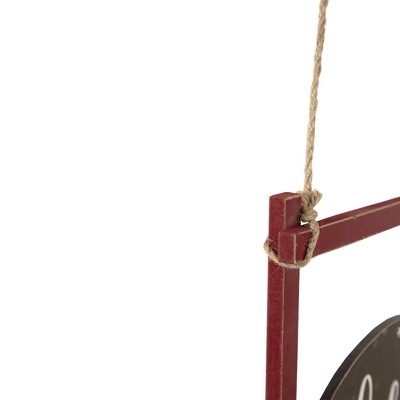 21.75" Brown and Red Wooden Snowman Sled Wall Sign