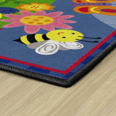 Colorful Bugs and Flowers Non-slip Washable Kids Area Rug, 3' x 5'