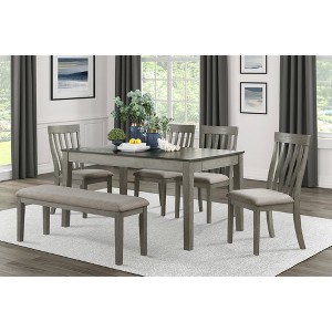 6-Piece Dining Set with Rectangular Table, 4 Chairs and Bench - 1 of 4